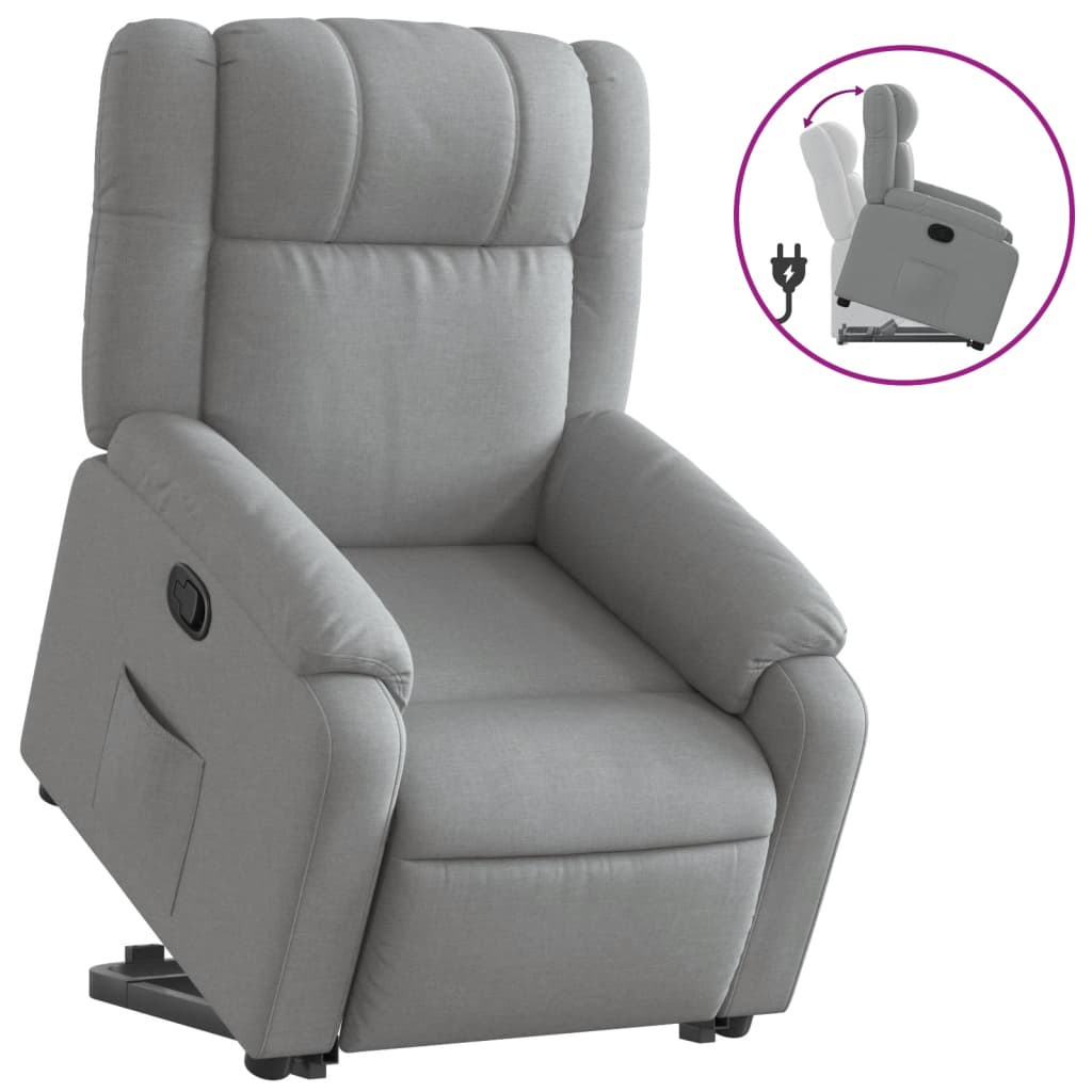 Stand up Recliner Chair Light Gray Fabric