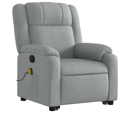 vidaXL Stand up Massage Recliner Chair Light Grey Fabric