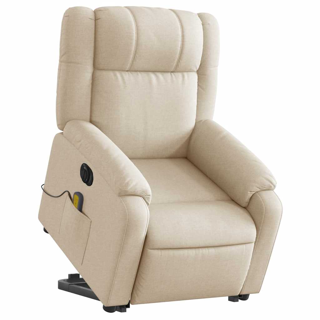 vidaXL Electric Stand up Massage Recliner Chair Cream Fabric