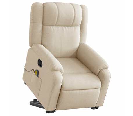 vidaXL Electric Stand up Massage Recliner Chair Cream Fabric