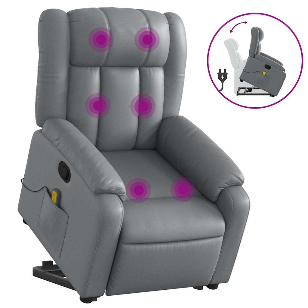 Stand Up Massage Recliner Chair Gray Faux leather, metal, plywood