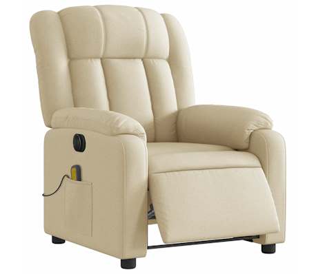 vidaXL Electric Massage Recliner Chair Cream Fabric
