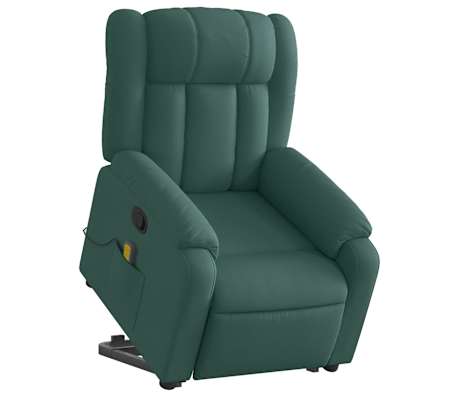 vidaXL Stand up Massage Recliner Chair Dark Green Fabric