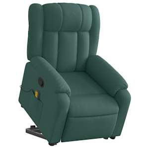 vidaXL Stand up Massage Recliner Chair Dark Green Fabric