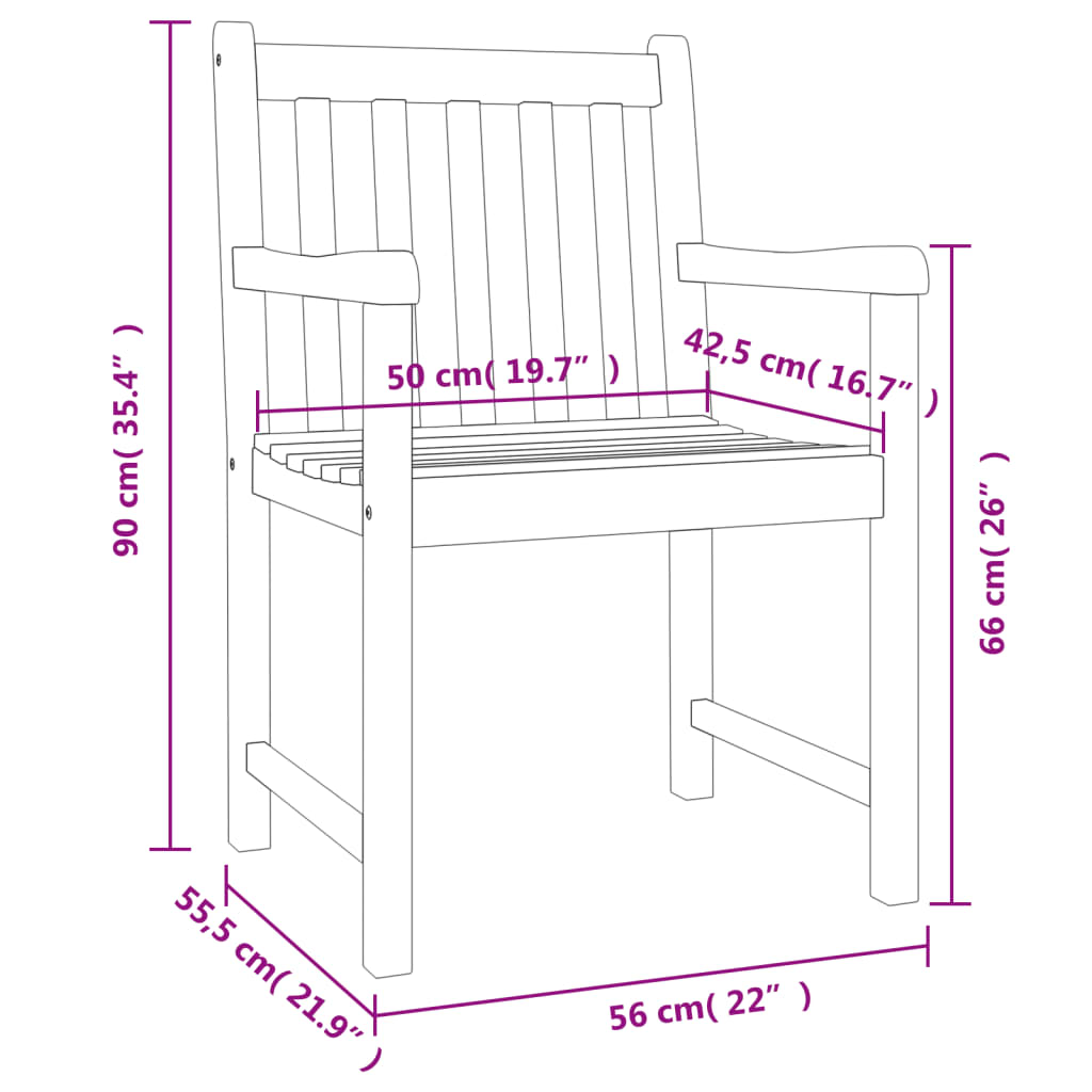  Záhradné stoličky 4 ks 56x55,5x90 cm akáciový masív
