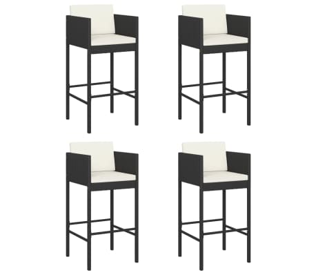 vidaXL 5-osainen Ulkobaarisarja tyynyill&auml; musta polyrottinki