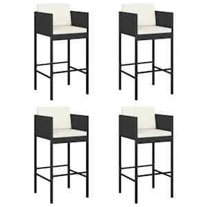 vidaXL 5-osainen Ulkobaarisarja tyynyill&auml; musta polyrottinki