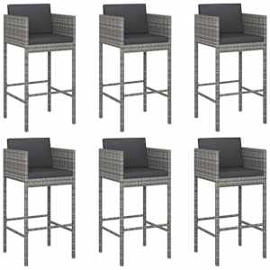 vidaXL 7 Piece Garden Bar Set with Cushions Grey Poly Rattan