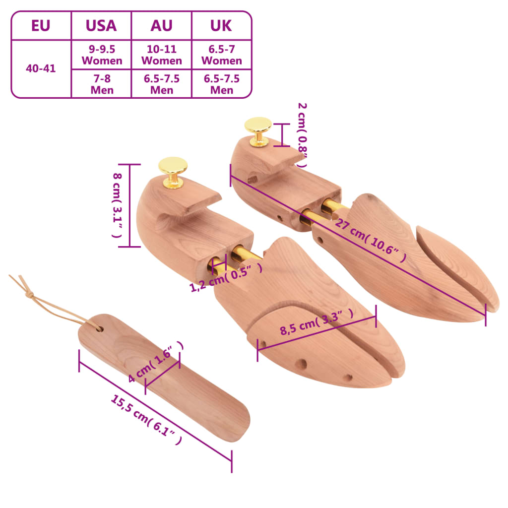  Napínač topánok s obuvákom EU 40-41 masívne cédrové drevo