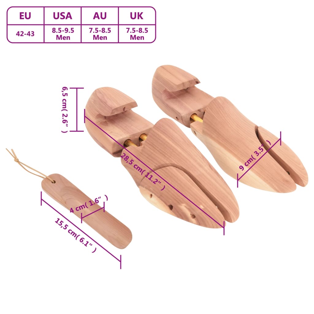  Napínač topánok s obuvákom EU 42-43 masívne cédrové drevo