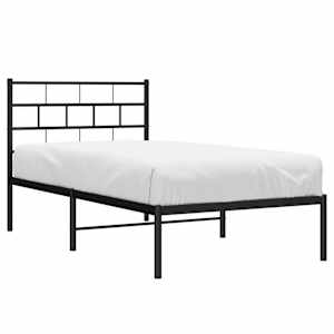 vidaXL m&aacute;lmr&uacute;mgrind &aacute;n d&yacute;nu me&eth; h&ouml;fu&eth;gafli Svartur 90x200cm