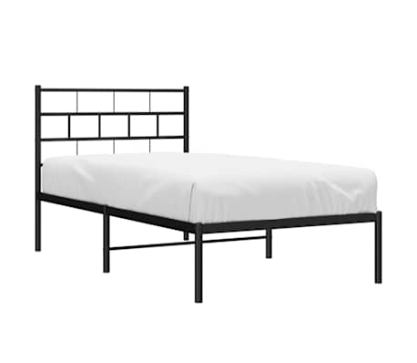 vidaXL Cadre de lit m&eacute;tal sans matelas avec t&ecirc;te de lit noir 100x190cm