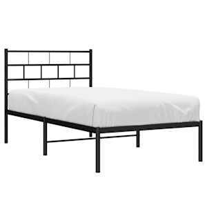 vidaXL Cadre de lit m&eacute;tal sans matelas avec t&ecirc;te de lit noir 100x190cm