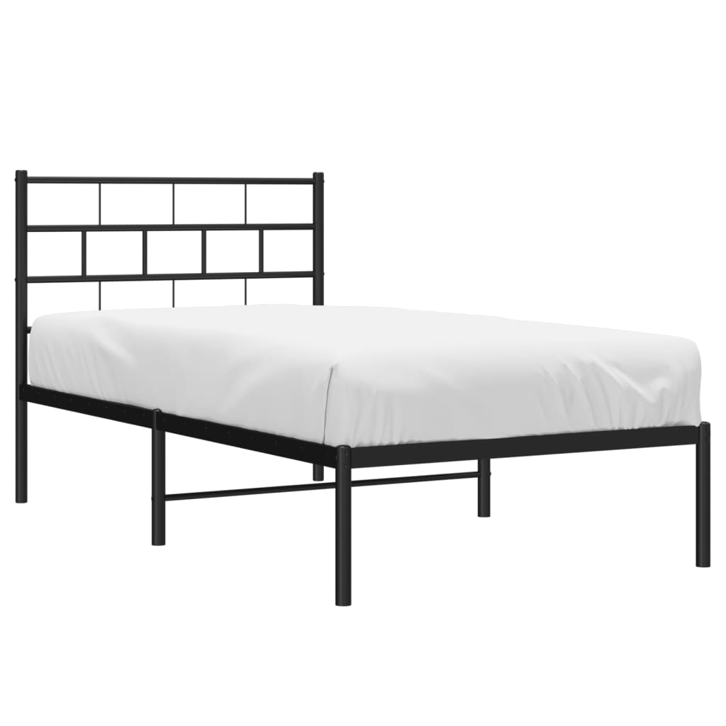 vidaXL Bedframe met hoofdbord metaal zwart 107x203 cm afbeelding
