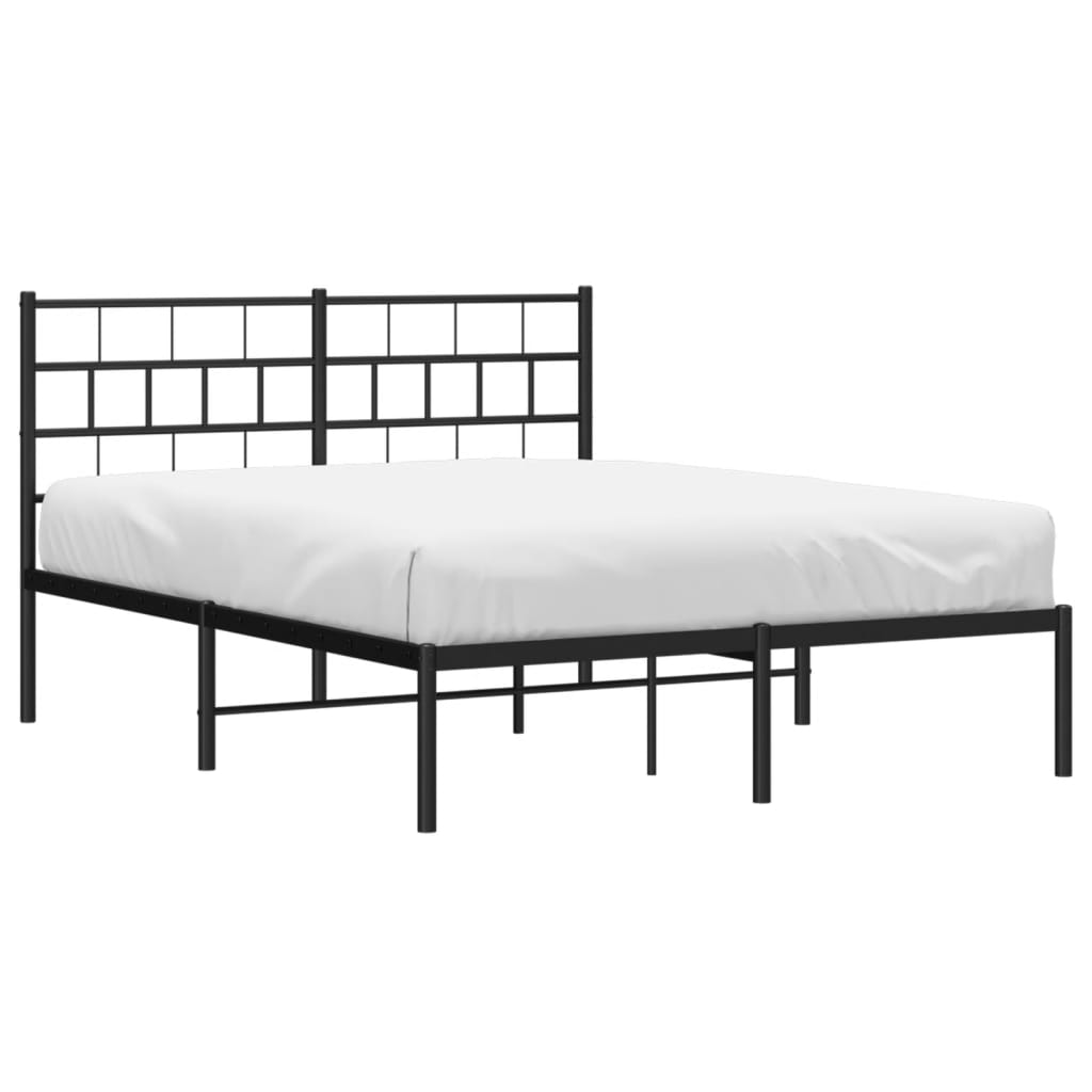 vidaXL Cadre de lit métal avec tête de lit noir 160x200 cm