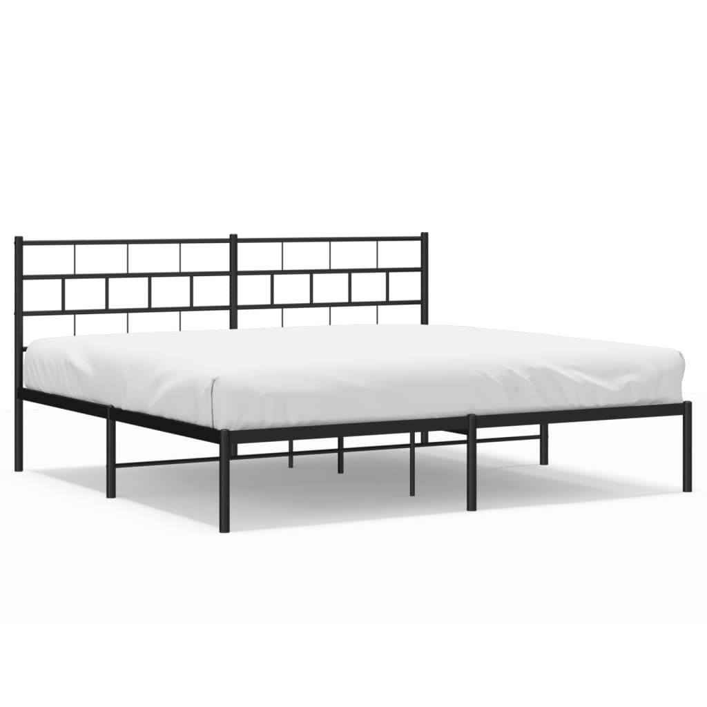 vidaXL Metal Bed Frame without Mattress with Headboard Black 76"x79.9"