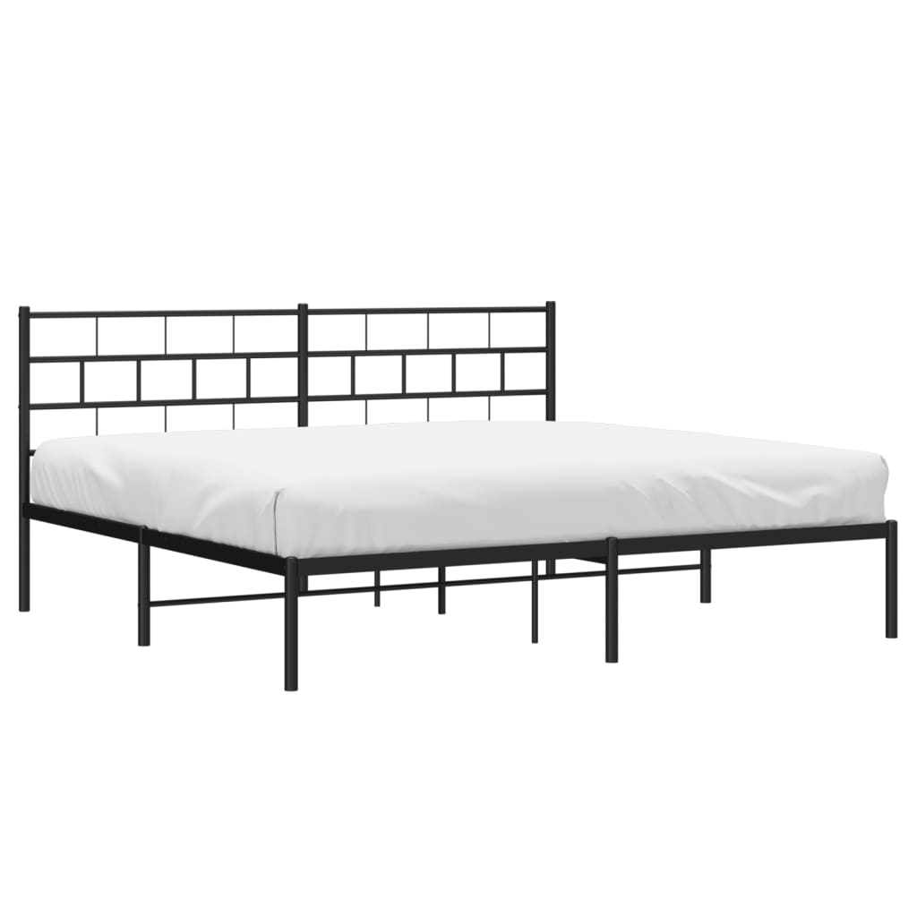 vidaXL Bedframe met hoofdbord metaal zwart 200x200 cm afbeelding