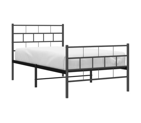 vidaXL Kovov&yacute; r&aacute;m postele s čelom a podnožkou čierny 75x190 cm