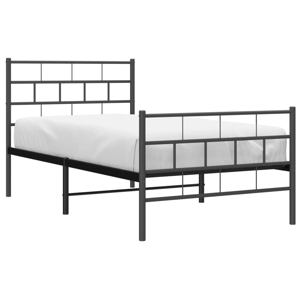 vidaXL Bedframe met hoofd- en voeteneinde metaal zwart 80x200 cm afbeelding