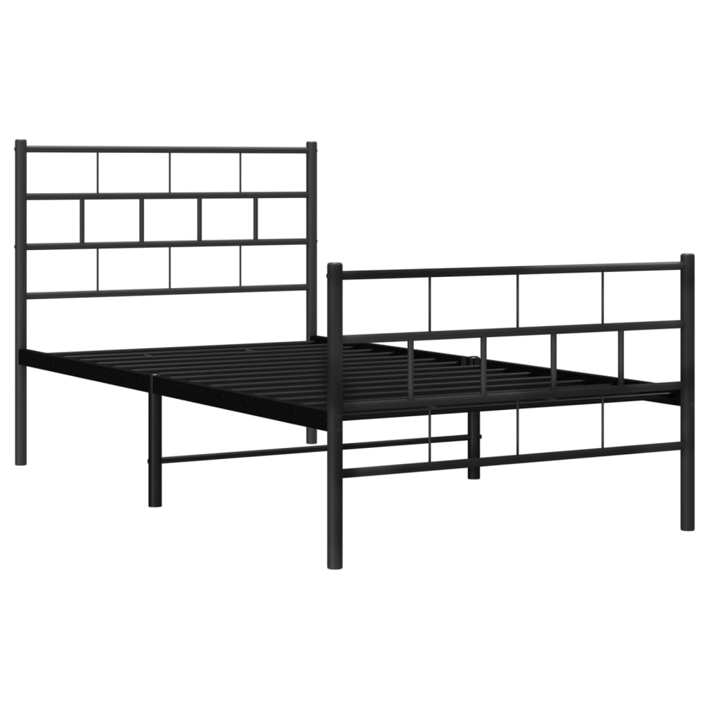 vidaXL Bedframe met hoofd- en voeteneinde metaal zwart 90x200 cm, foto 4