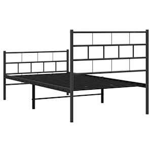 Kovový rám postele s hlavovým a nožním čelem černý 107 x 203 cm - obrázek 7