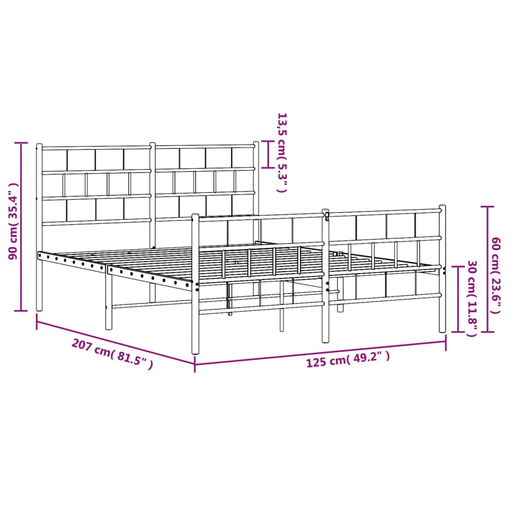 Cadru pat metalic cu tablie de cap/picioare vidaXL, negru, 120x200 cm, 20.35 Kg 2 8721012188761 g en hd 7