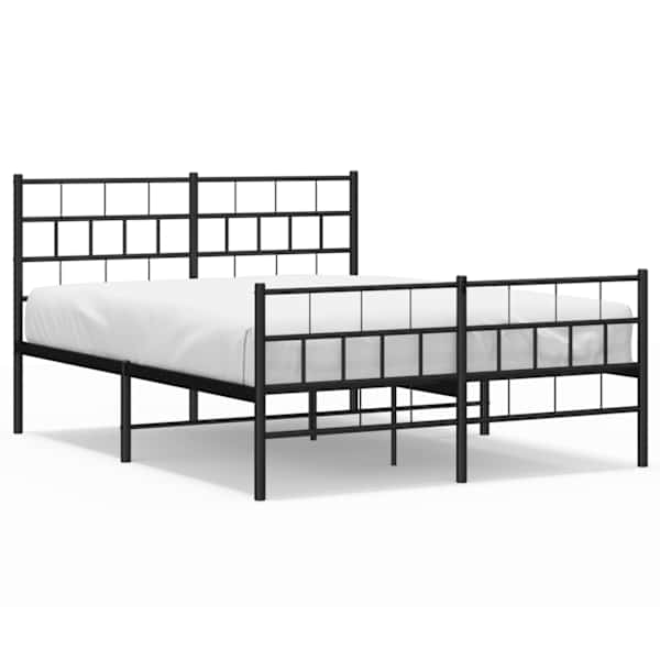 vidaXL metallist voodiraam peatsi ja jalutsiga, must, 135 x 190 cm