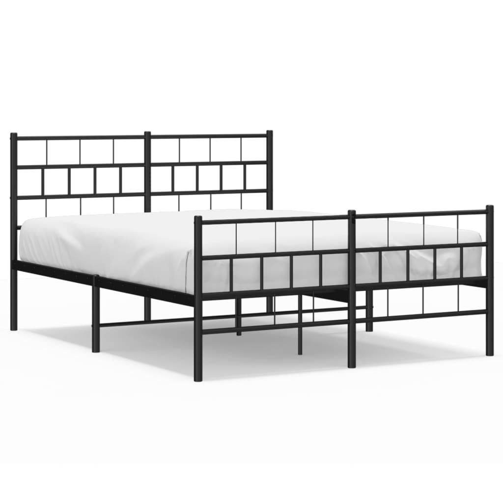 vidaXL Metal Bed Frame without Mattress with Footboard Black 59.1"x78.7"