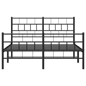 Kovový rám postele s hlavovým a nožním čelem černý 150 x 200 cm - obrázek 6
