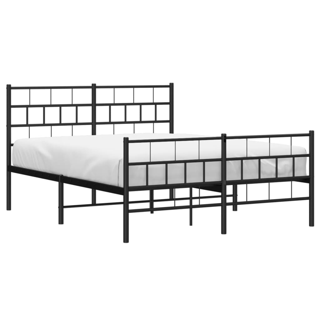 vidaXL Bedframe met voetbord zonder matras metaal zwart 160x200 cm afbeelding