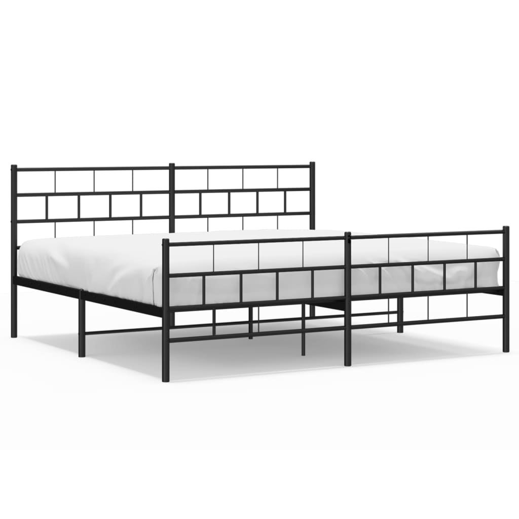 vidaXL Kovový rám postele bez matrace s nožním čelem černý 180x200 cm