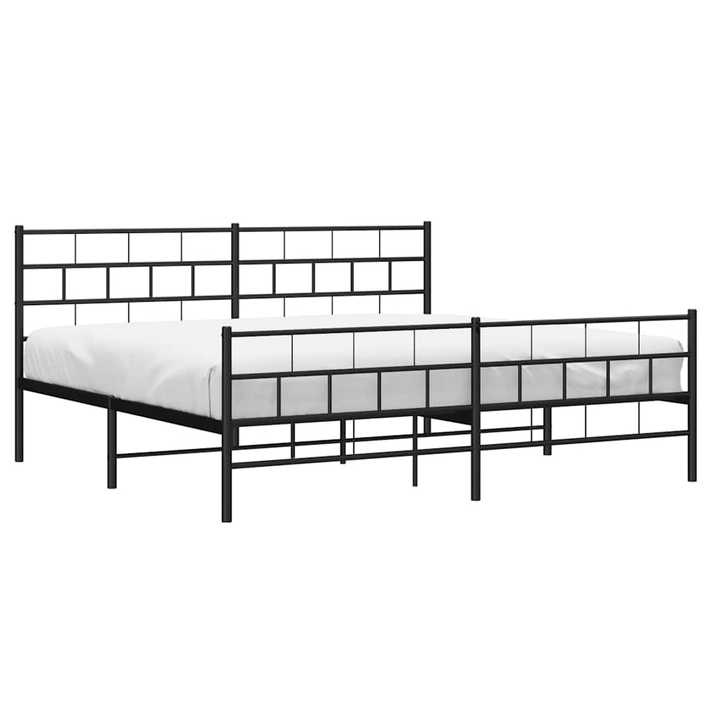 vidaXL Bedframe met hoofd- en voeteneinde metaal zwart 183x213 cm afbeelding