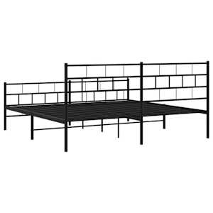 Kovový rám postele s hlavovým a nožním čelem černý 200 x 200 cm - obrázek 7