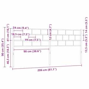 Kovové náhradní čelo postele černé 200 cm - obrázek 7