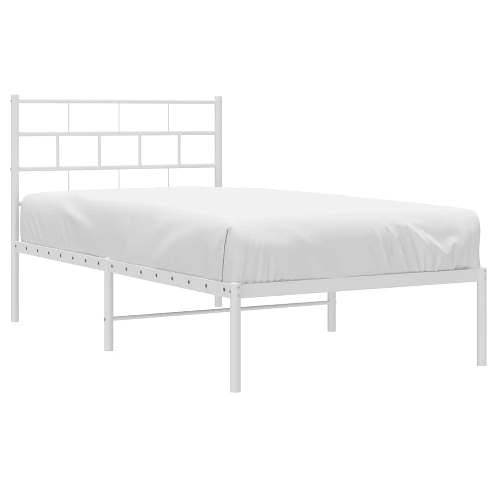 vidaXL Bedframe met hoofdbord metaal wit 100x200 cm afbeelding