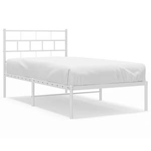 Kovový rám postele s čelem bílý 107 x 203 cm - obrázek 2