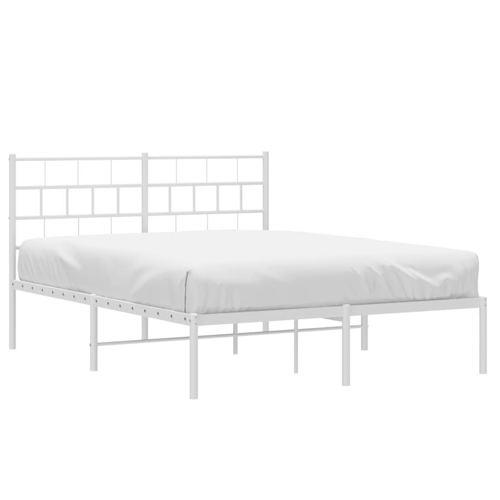 vidaXL Bedframe met hoofdbord metaal wit 120x200 cm afbeelding