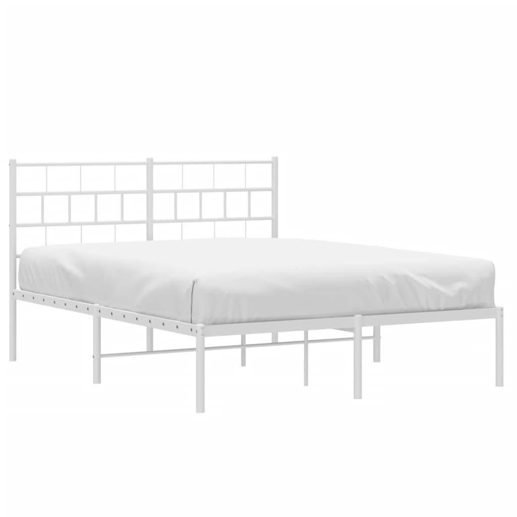 vidaXL Bedframe met hoofdbord metaal wit 160x200 cm afbeelding