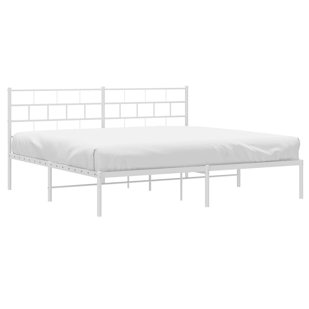 vidaXL Bedframe met hoofdbord metaal wit 183x213 cm afbeelding