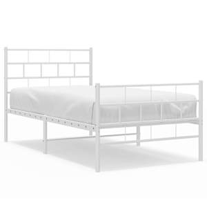 Kovový rám postele s hlavovým a nožním čelem bílý 90 x 200 cm - obrázek 2