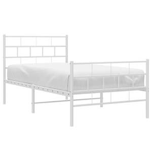 Kovový rám postele s hlavovým a nožním čelem bílý 90 x 200 cm - obrázek 3