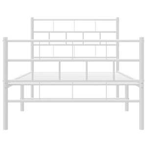 Kovový rám postele s hlavovým a nožním čelem bílý 90 x 200 cm - obrázek 5