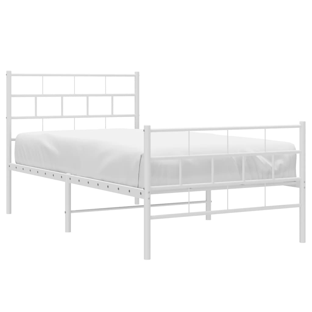 vidaXL Bedframe met hoofd- en voeteneinde metaal wit 107x203 cm afbeelding