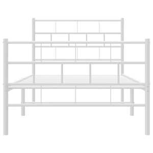 Kovový rám postele s hlavovým a nožním čelem bílý 107 x 203 cm - obrázek 5
