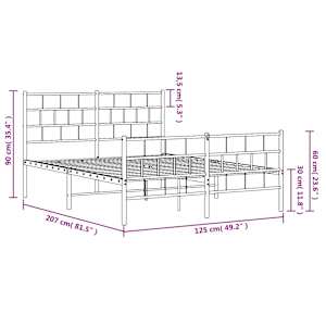 Kovový rám postele s hlavovým a nožním čelem bílý 120 x 200 cm - obrázek 9