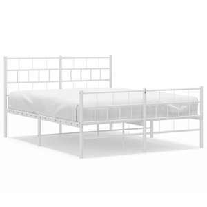 Kovový rám postele s hlavovým a nožním čelem bílý 135 x 190 cm - obrázek 2