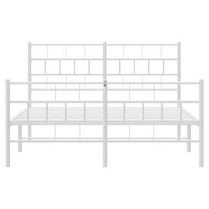 Kovový rám postele s hlavovým a nožním čelem bílý 135 x 190 cm - obrázek 6
