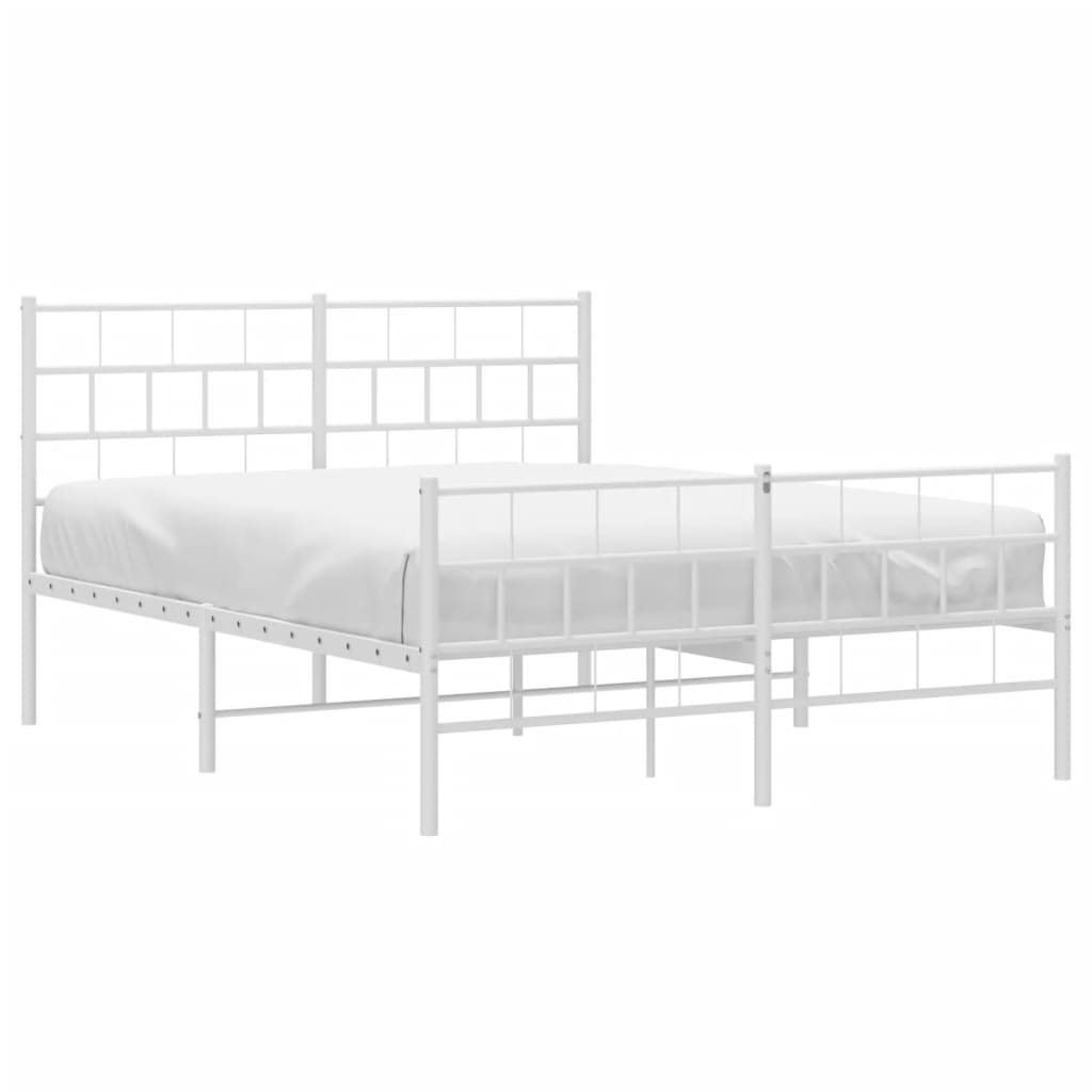 vidaXL Bedframe met hoofd- en voeteneinde metaal wit 140x190 cm afbeelding