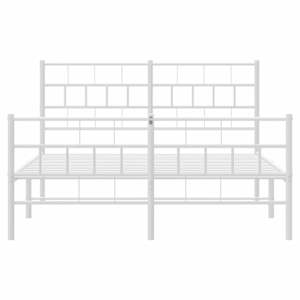 Kovový rám postele s hlavovým a nožním čelem bílý 140 x 190 cm - obrázek 5