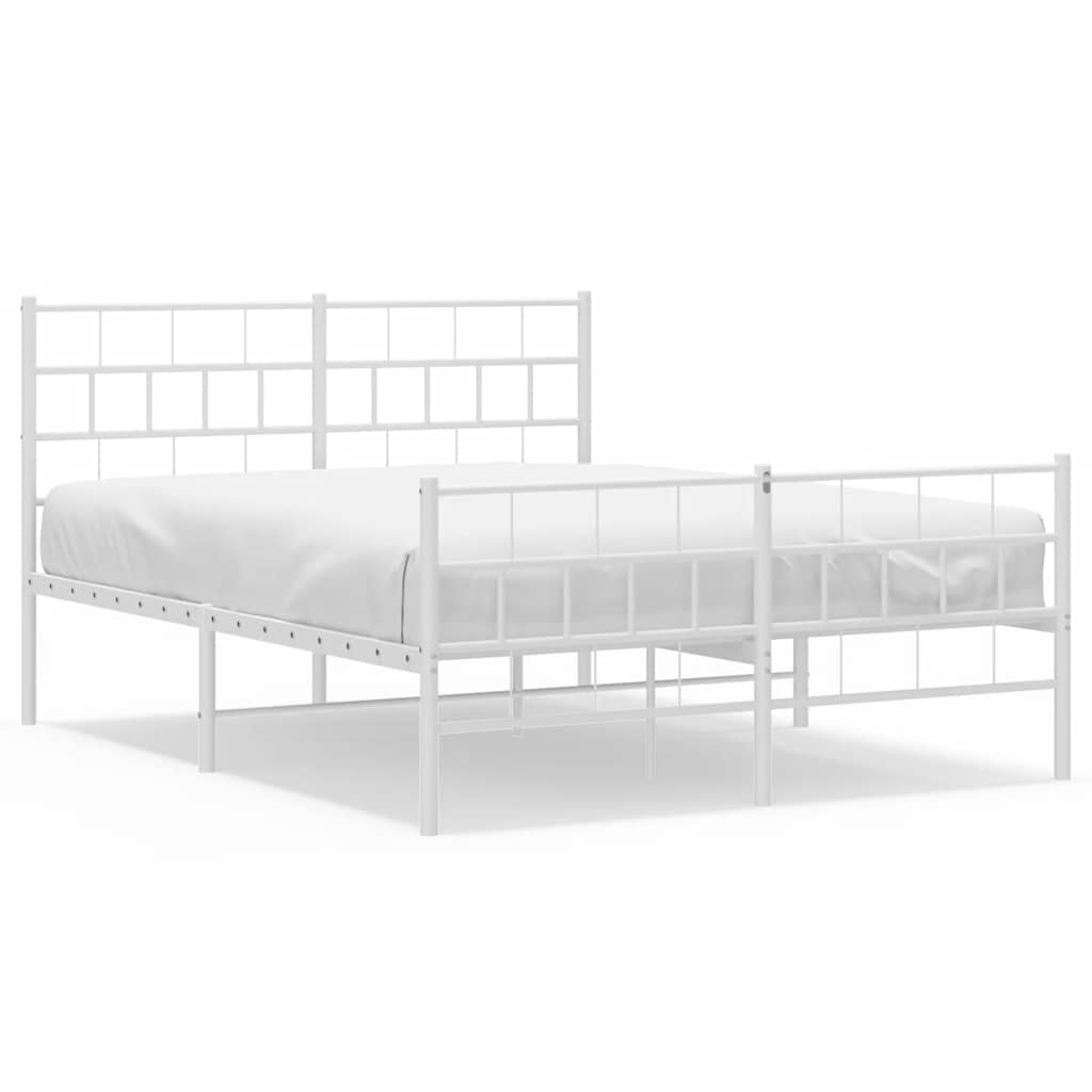 VidaXL Cadre De Lit Métal Sans Matelas Et Pied De Lit Blanc 150x200 Cm